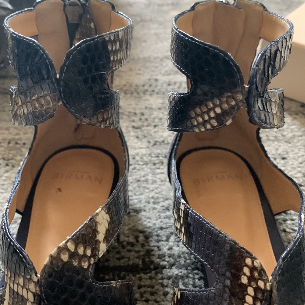 Blue/Gray Ankle Python Birman Flat Cage Sandal. - image 6